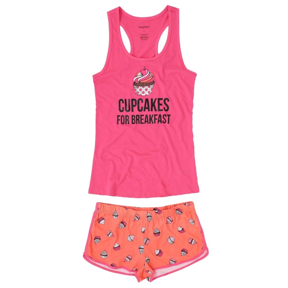 Cupcakes Women's Soft Knit 100% Cotton Jersey Short Tank-Sleep Set